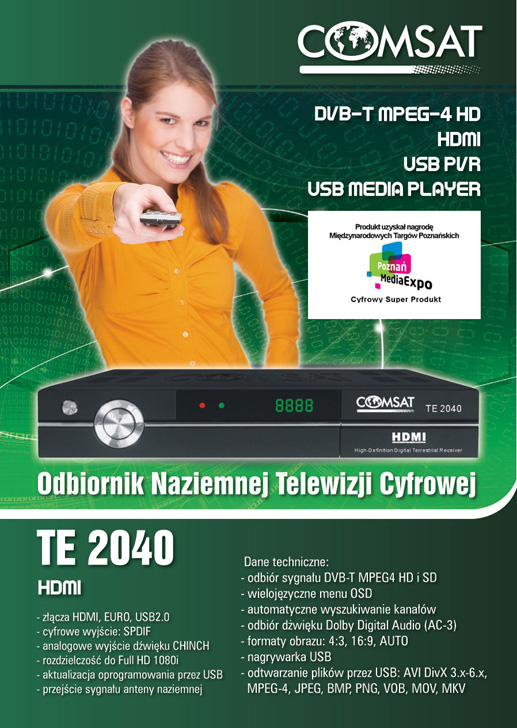 Comsat TE2040 HD DVB-T tuner naziemnej telewizji cyfrowej