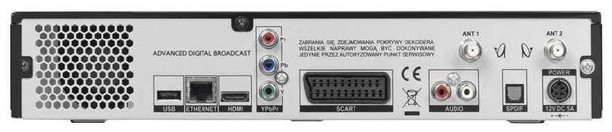Tuner ADB 5800SX widok tylnego panelu