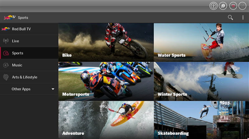 Przykładowa aplikacja Red Bull TV