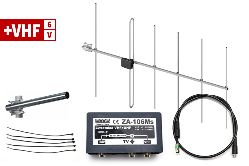 Zestaw +VHF z anteną CA-RTV6 dla polaryzacji pionowej V
